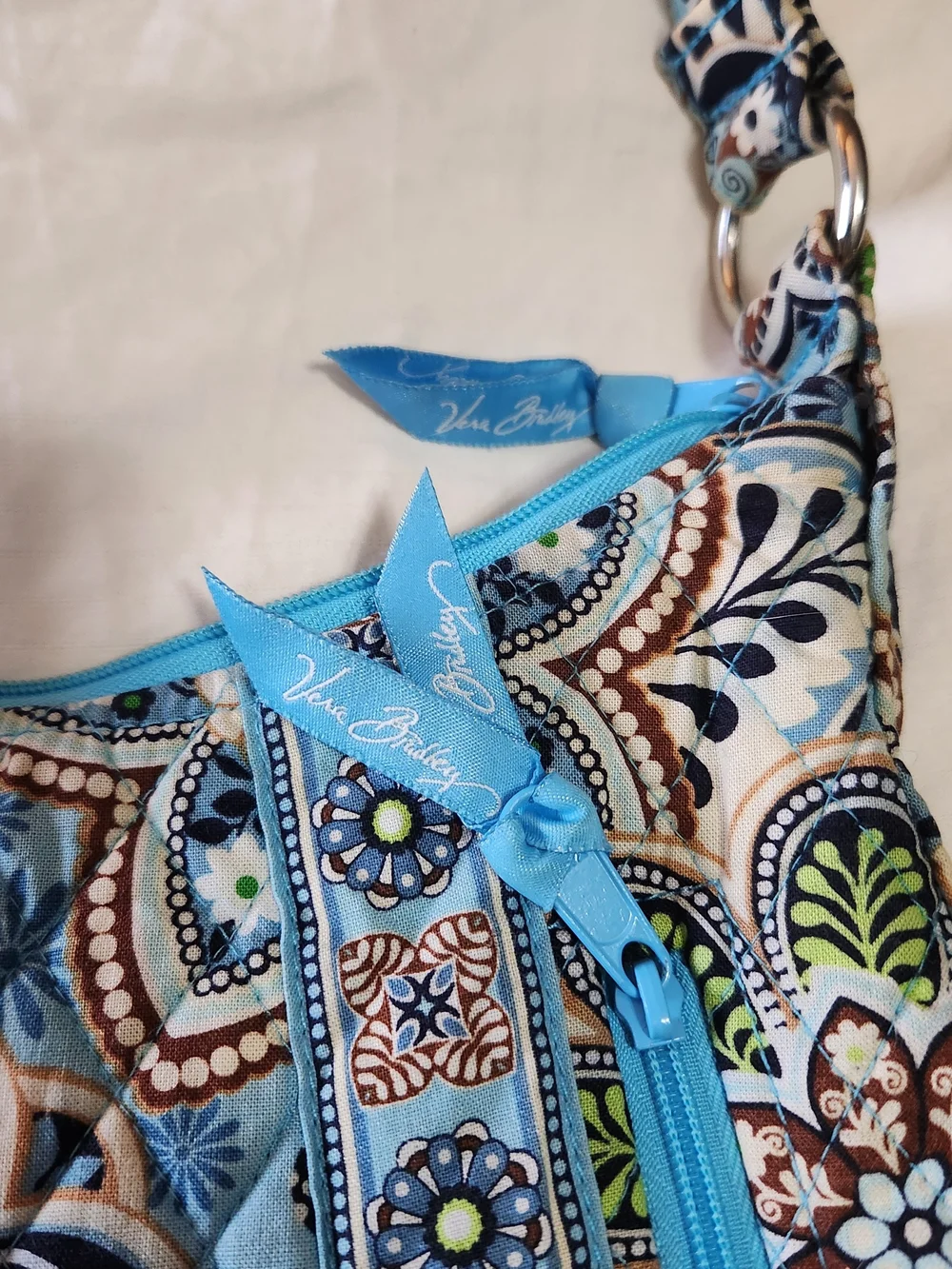 Vera Bradley Light Blue Floral Quilted Shoulder Bag